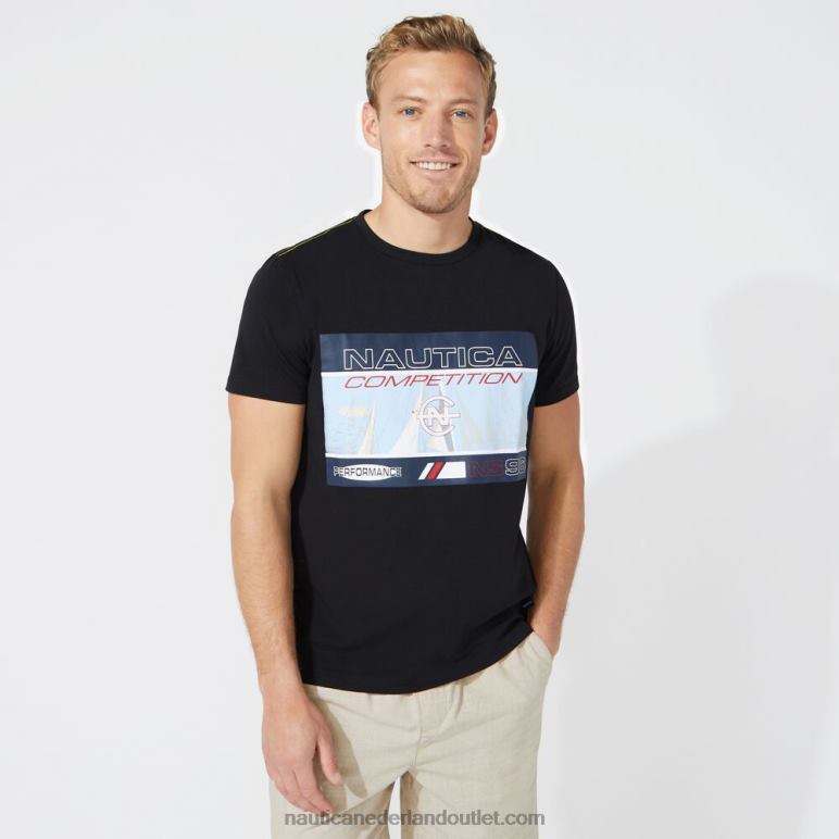 groot en lang grafisch wedstrijdt-shirt echt zwart Nautica 0828F729 Heren