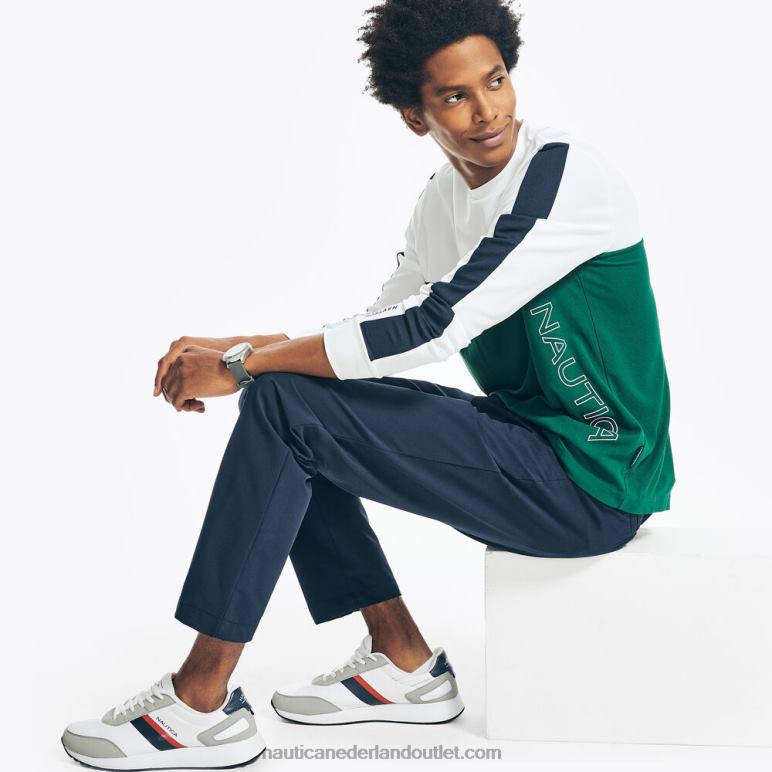 groot en lang navtech colorblock T-shirt met lange mouwen marine Nautica 0828F438 Heren