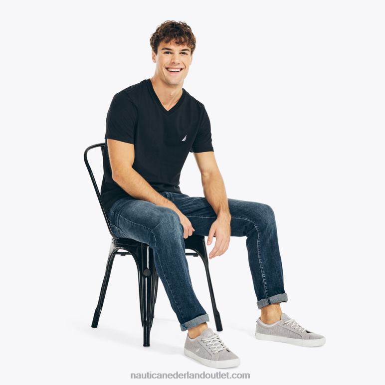 groot en lang performance t-shirt met v-hals echt zwart Nautica 0828F692 Heren