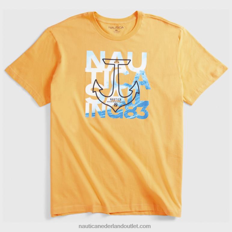 groot en lang varend grafisch t-shirt oranje Nautica 0828F721 Heren