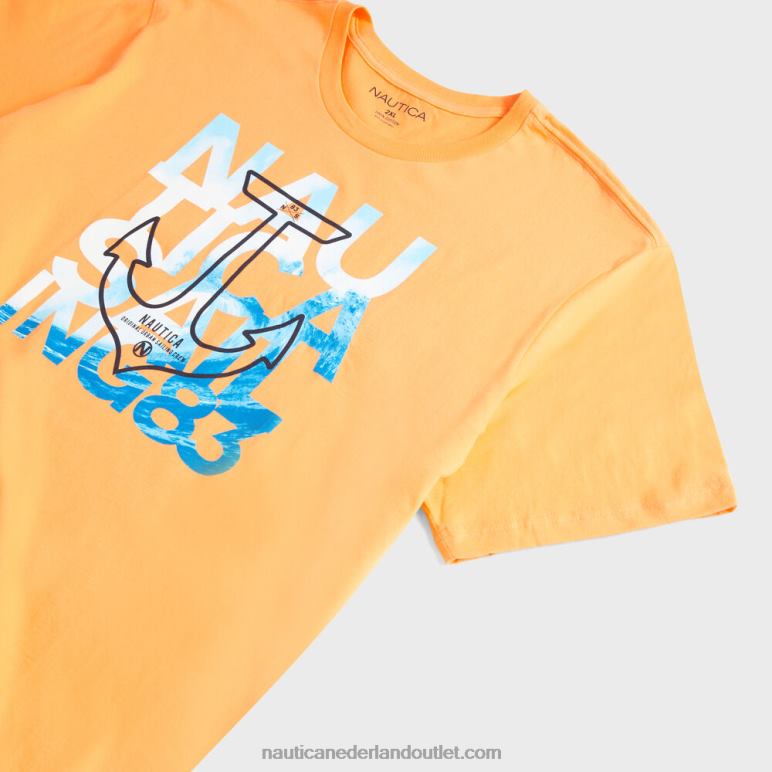 groot en lang varend grafisch t-shirt oranje Nautica 0828F721 Heren