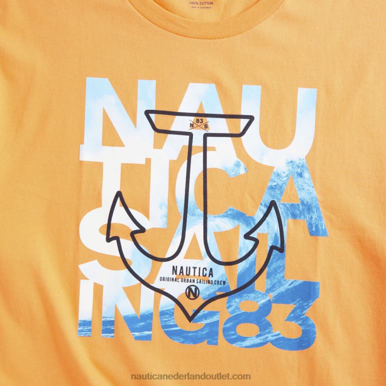groot en lang varend grafisch t-shirt oranje Nautica 0828F721 Heren