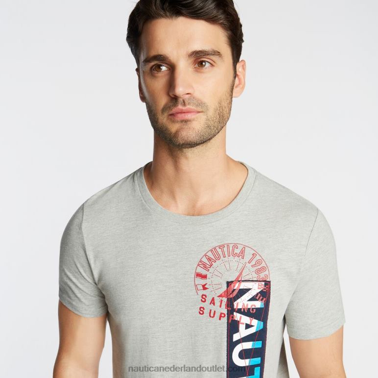 groot en lang verticaal grafisch t-shirt grijze heide Nautica 0828F681 Heren