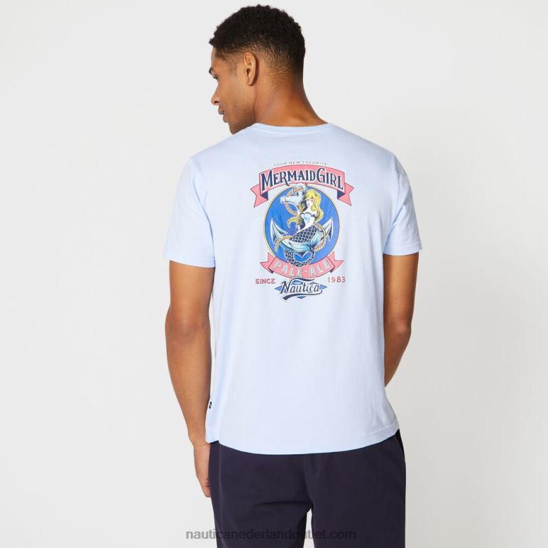 groot en lang zeemeermin grafisch T-shirt azuur blauw Nautica 0828F723 Heren