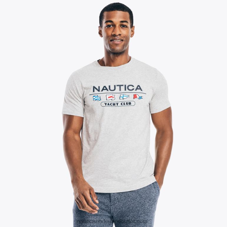 jachtclub grafisch t-shirt grijze heide Nautica 0828F633 Heren