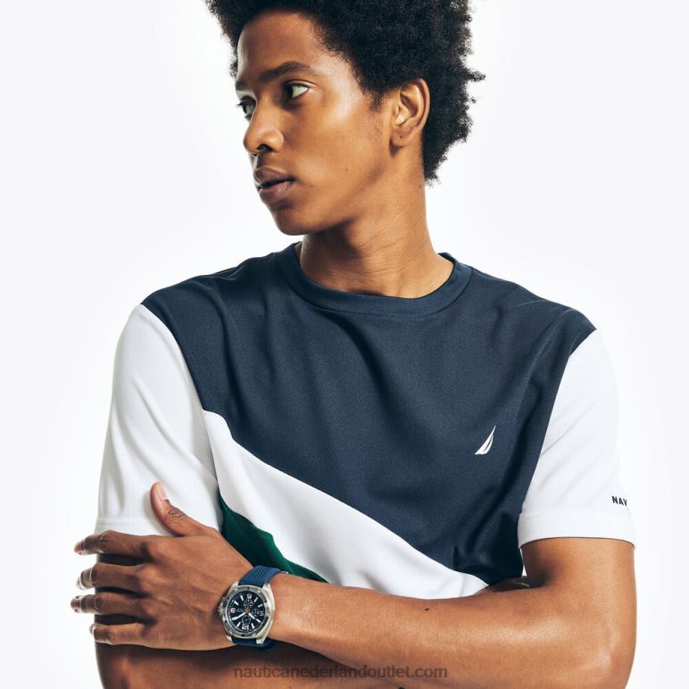 navtech duurzaam vervaardigd colorblock t-shirt marine Nautica 0828F510 Heren
