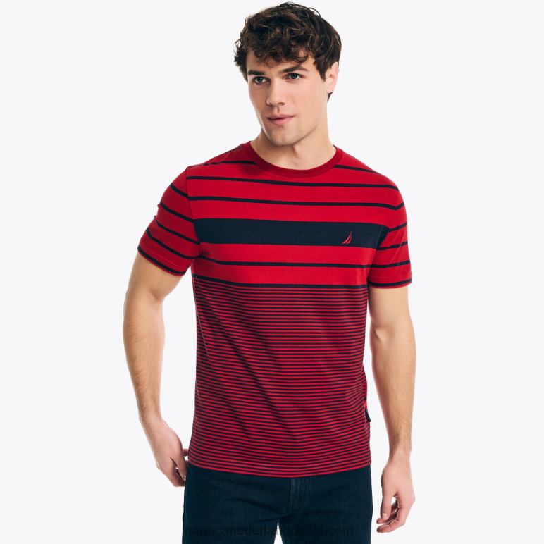 navtech gestreept t-shirt nautisch rood Nautica 0828F21 Heren