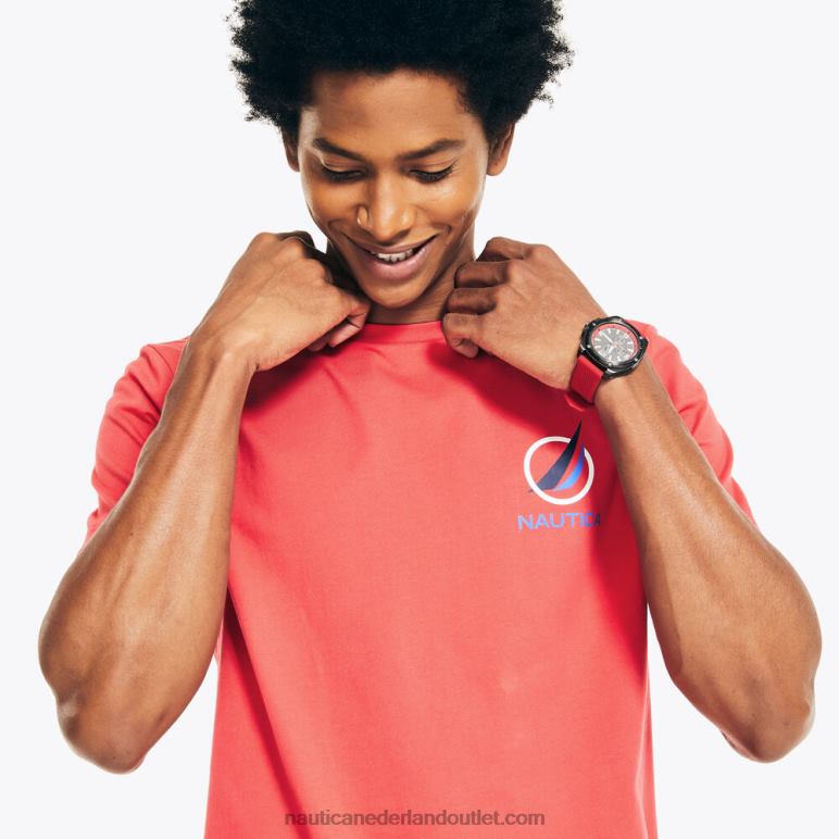 oversized j-class logo t-shirt donkere koraalkaap Nautica 0828F432 Heren