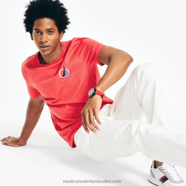 oversized j-class logo t-shirt donkere koraalkaap Nautica 0828F432 Heren