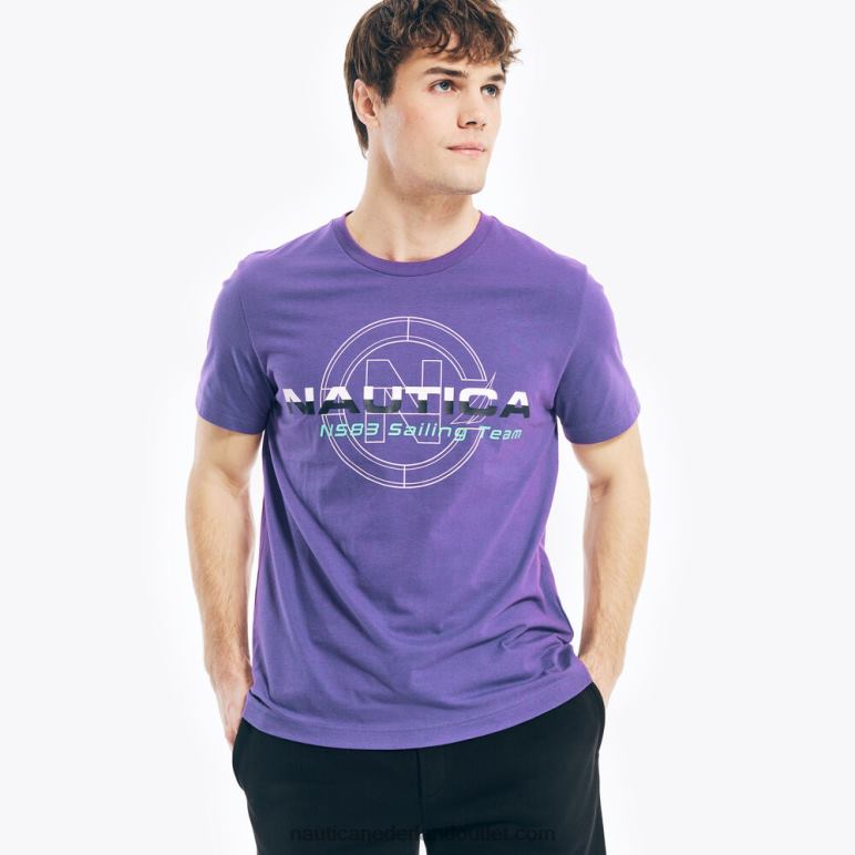 wedstrijd duurzaam vervaardigd zeilteam grafisch t-shirt pier paarse heide Nautica 0828F389 Heren