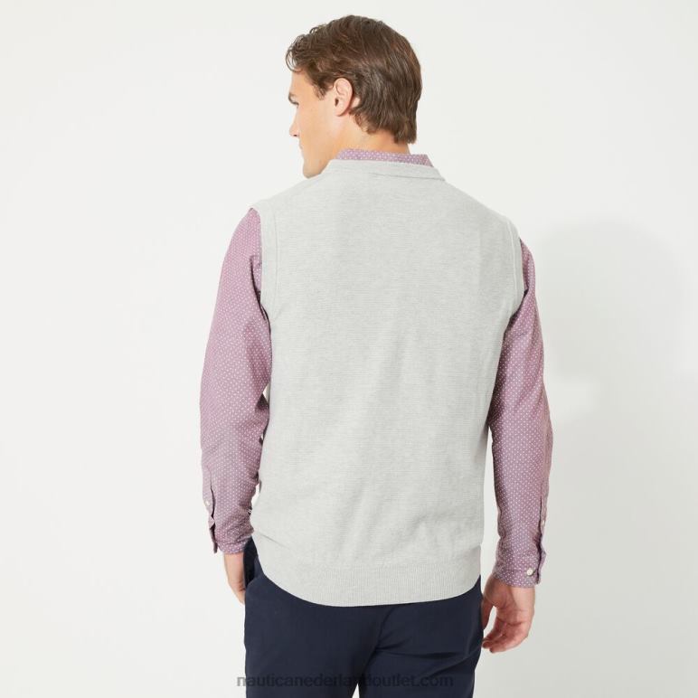 big & tall navtech sweatervest met v-hals grijze heide Nautica 0828F615 Heren