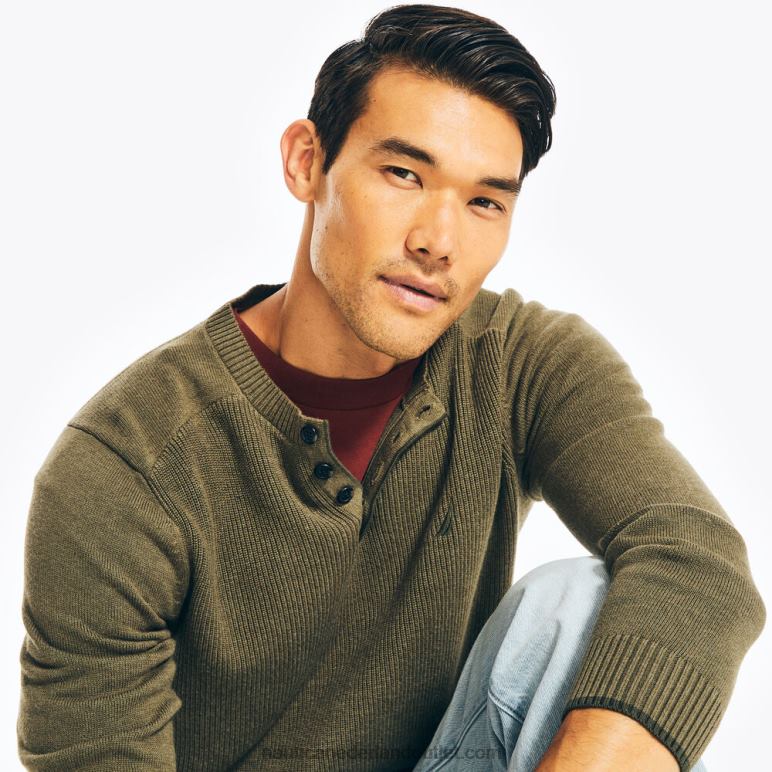 duurzaam vervaardigde henley sweater met lange mouwen donkere Jager Nautica 0828F544 Heren