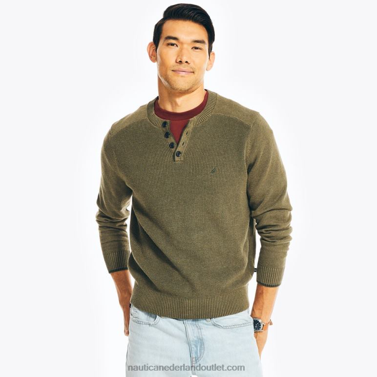duurzaam vervaardigde henley sweater met lange mouwen donkere Jager Nautica 0828F544 Heren