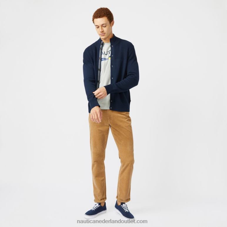 groot en lang getextureerd vest met knopen marine Nautica 0828F612 Heren