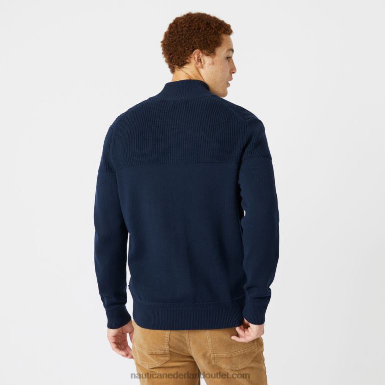 groot en lang getextureerd vest met knopen marine Nautica 0828F612 Heren