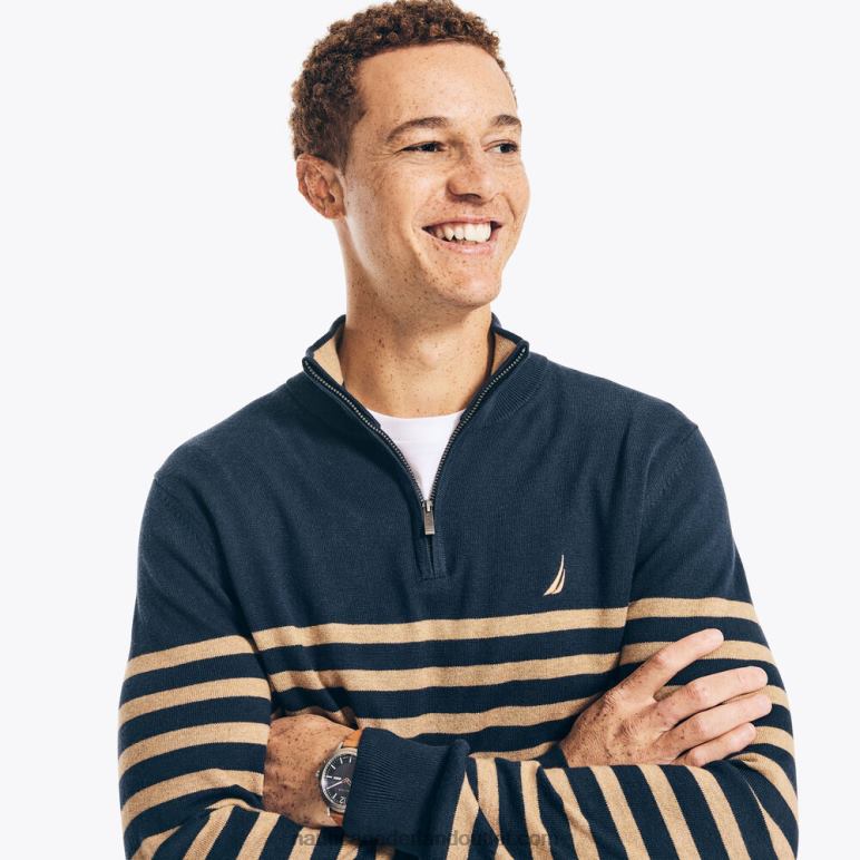 navtech gestreepte sweater met kwartrits marine Nautica 0828F672 Heren