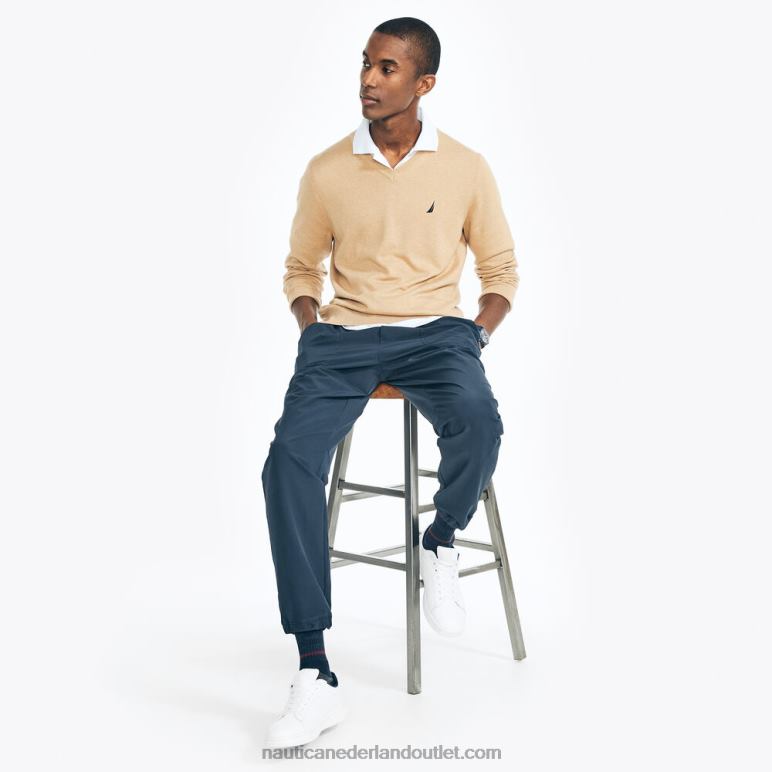 navtech trui met v-hals kameel heide Nautica 0828F505 Heren