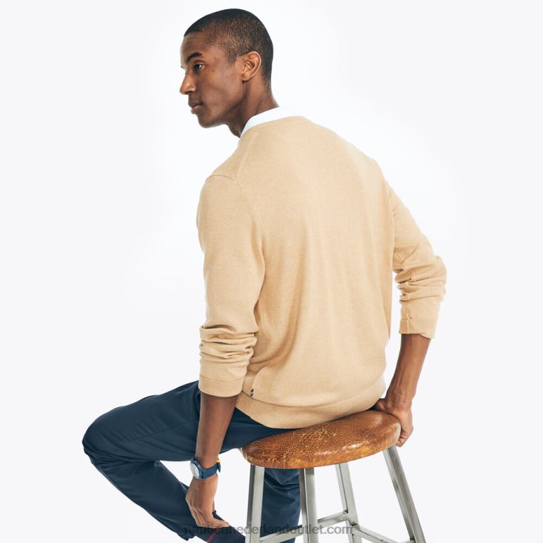 navtech trui met v-hals kameel heide Nautica 0828F505 Heren