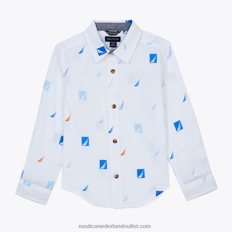 J-class overhemd met print voor jongens (8-16) antieke whitewash Nautica 0828F1103