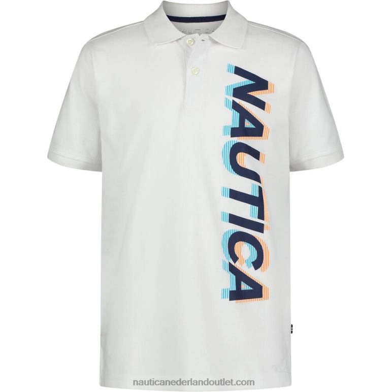 poloshirt met logo voor kleine jongens (4-7) antieke whitewash Nautica 0828F1301