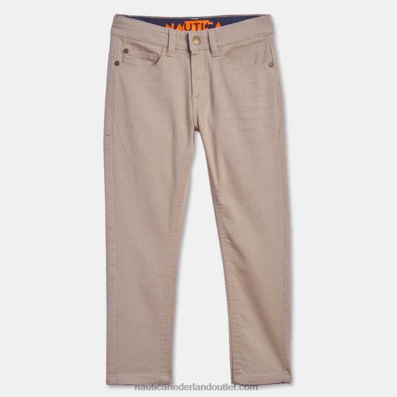 skinny-fit 5-pocket twill broek voor kleine jongens (4-7) donkerbruine heide Nautica 0828F1107