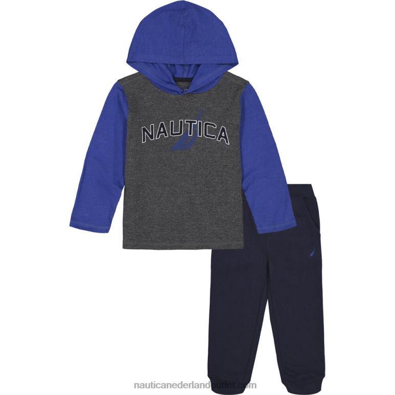 set van 2 joggingbroeken met thermische hoodie voor peuterjongens (2t-4t) anker grijs Nautica 0828F1146