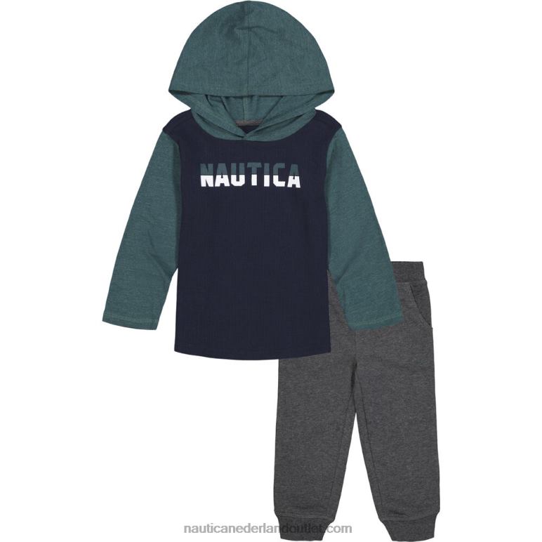 set van 2 joggingbroeken met thermische hoodie voor peuterjongens (2t-4t) marine Nautica 0828F1156