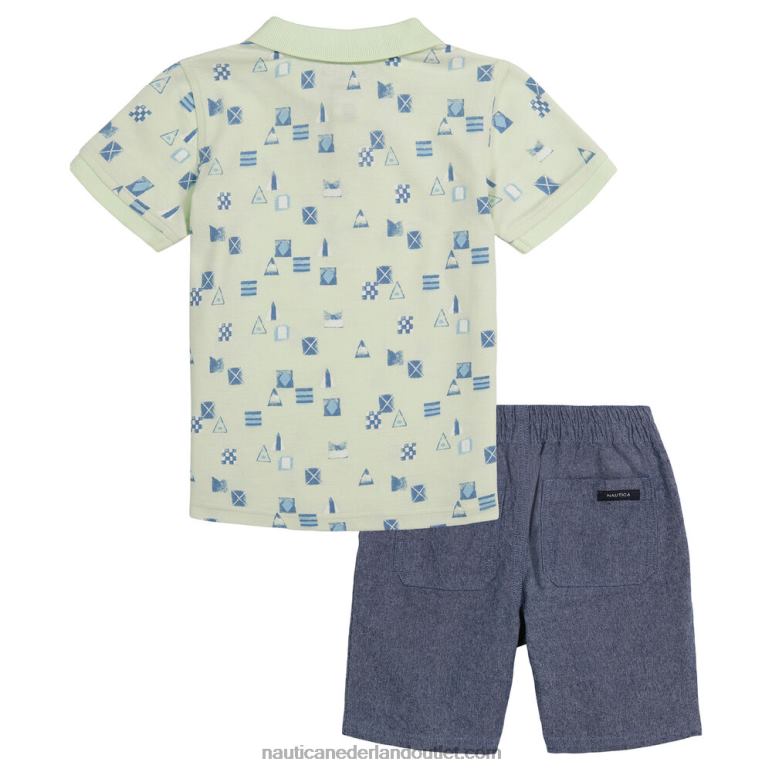 set van 2 stuks met bedrukte polo voor peuterjongens grijze schaduw Nautica 0828F1208