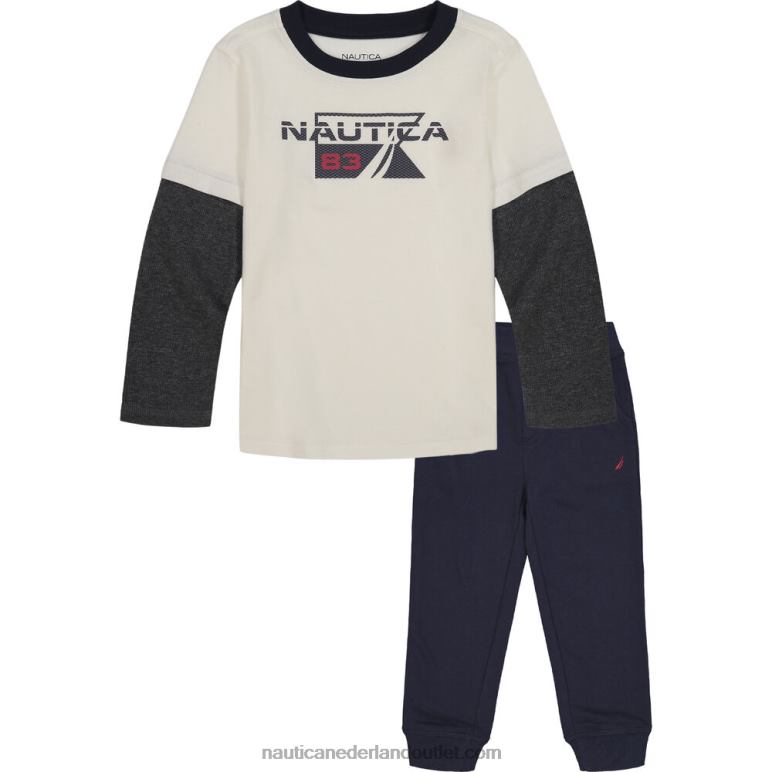thermische 2-delige joggingset voor jongens (2t-4t) antieke whitewash Nautica 0828F1163