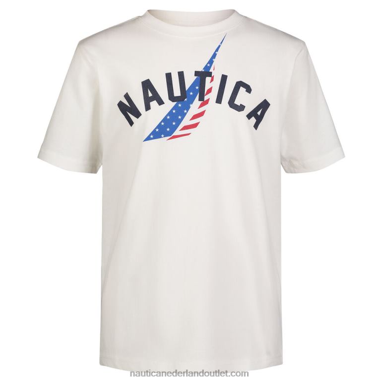 Americana J-class logo-T-shirt voor kleine jongens (4-7) antieke whitewash Nautica 0828F1227