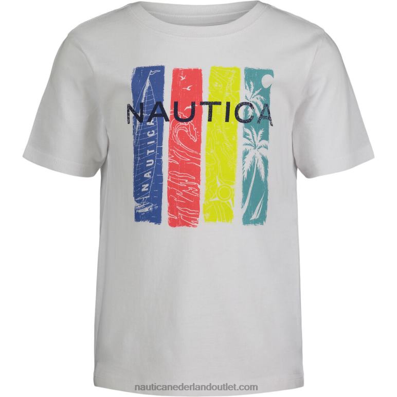 T-shirt met eilandprint voor kleine jongens (4-7) antieke whitewash Nautica 0828F1184