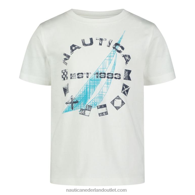 T-shirt met grafische schets voor jongens (8-20) antieke whitewash Nautica 0828F1204