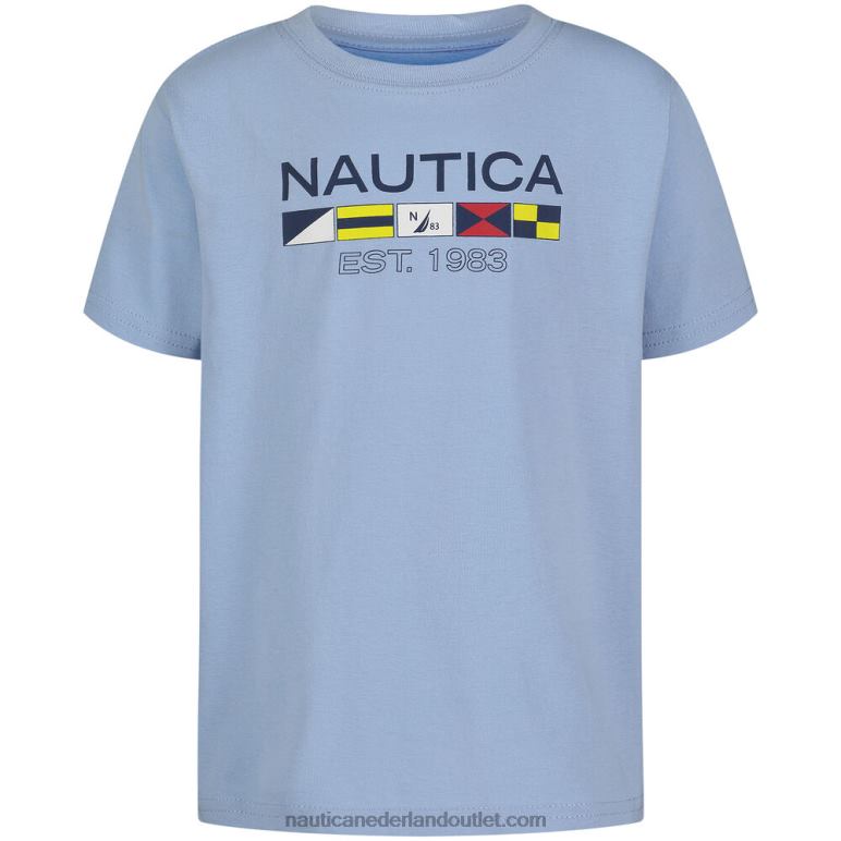 T-shirt met grafische signaalvlaggen voor jongens (8-20) azuur blauw Nautica 0828F1293