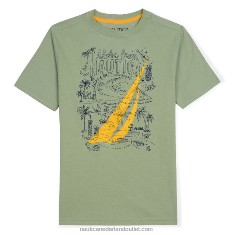 Tiki-T-shirt voor kleine jongens met schetsafbeelding (4-7) groente Nautica 0828F1305