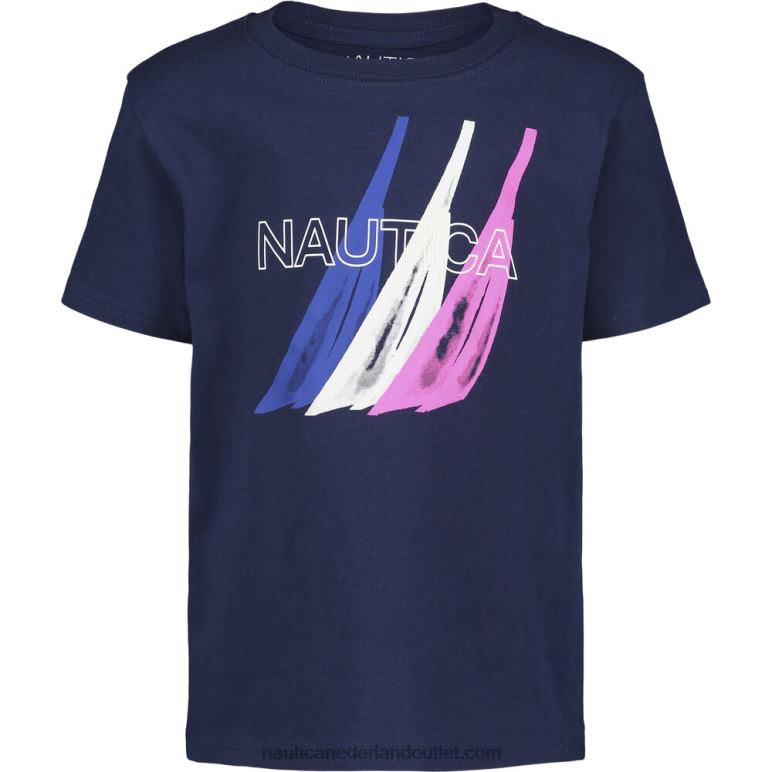peuter jongens T-shirt met verfprint en grafische print (2t-4t) j marine Nautica 0828F1170