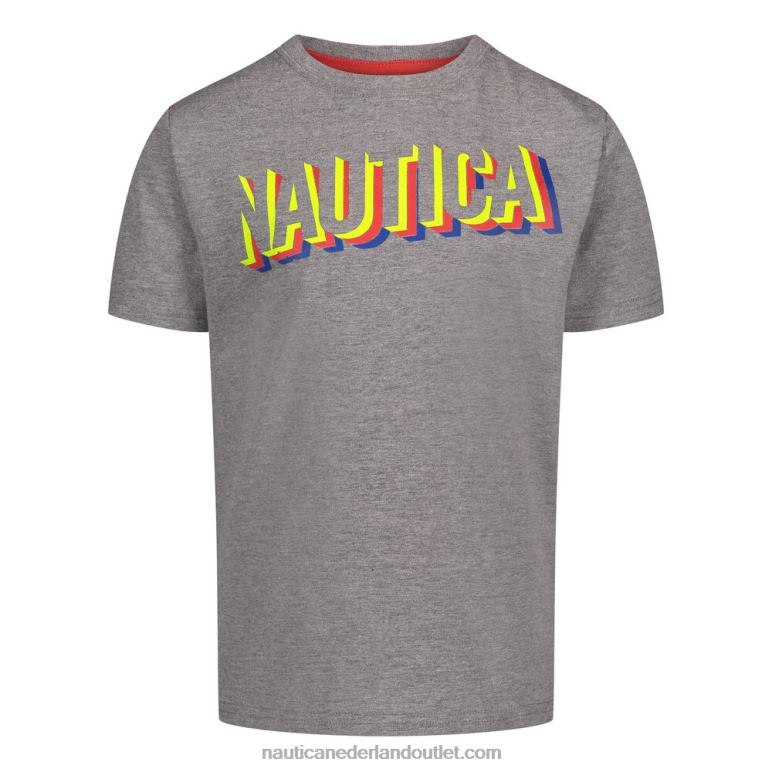 peuterjongens 3d stacks logo grafisch T-shirt (2t-4t) grijze heide Nautica 0828F1180