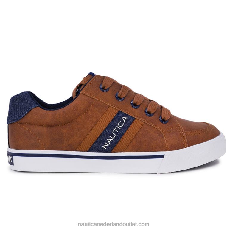 vetersneaker met logo voor jongens bruine steen Nautica 0828F1225