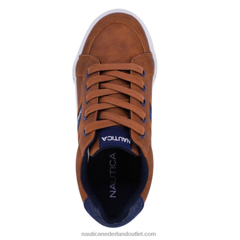 vetersneaker met logo voor jongens bruine steen Nautica 0828F1225