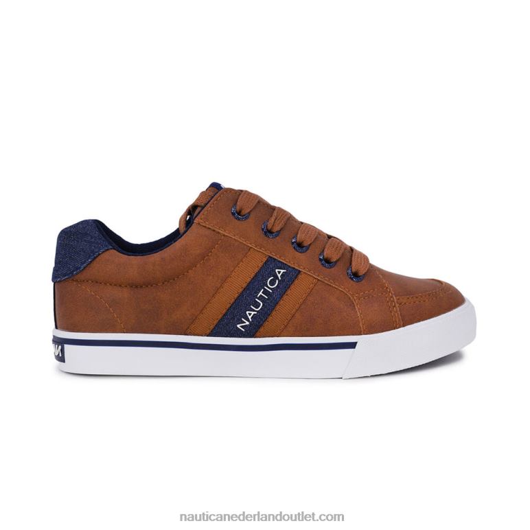vetersneaker met logo voor jongens bruine steen Nautica 0828F1225