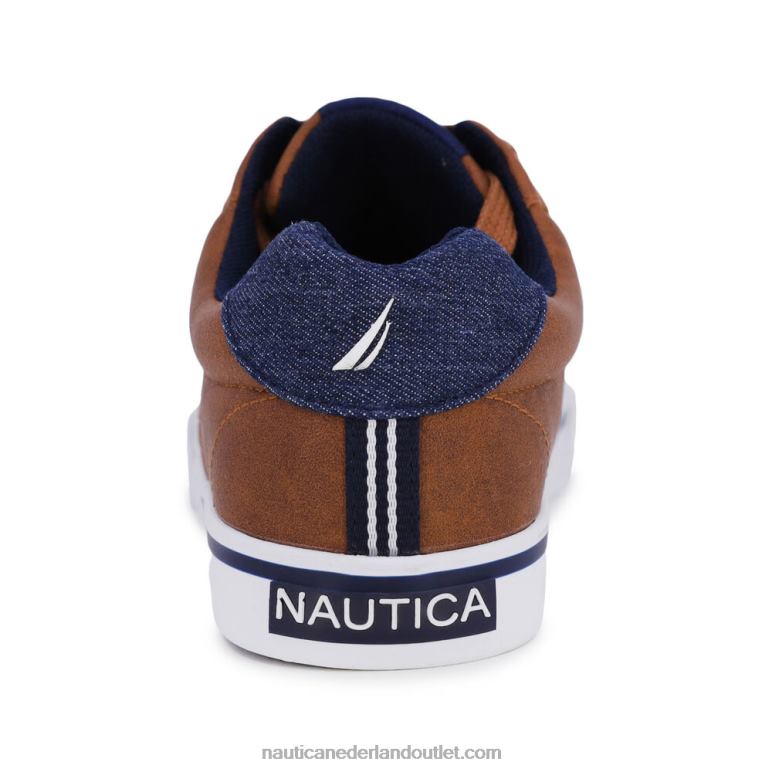 vetersneaker met logo voor jongens bruine steen Nautica 0828F1225