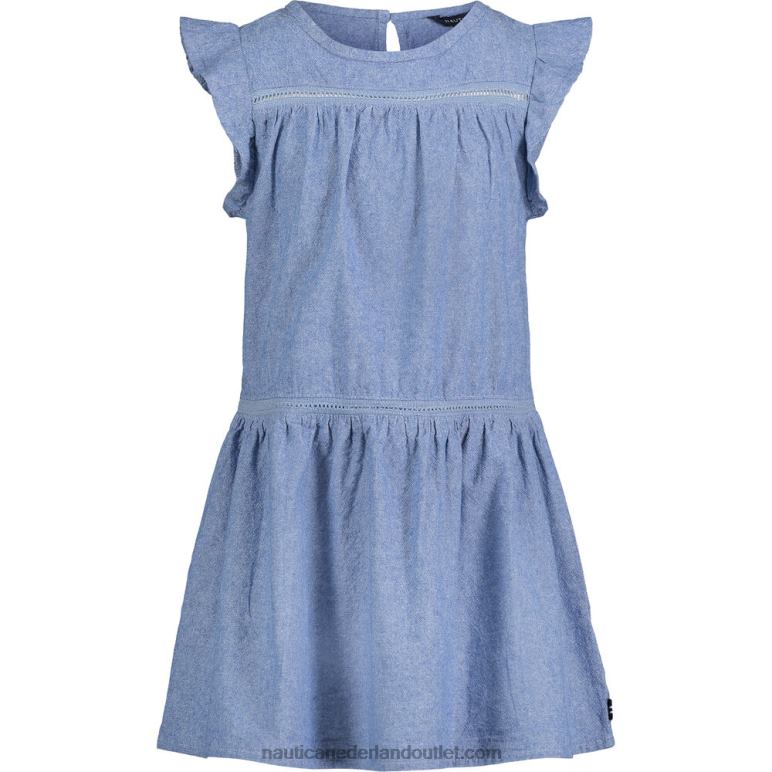 chambray jurk met fladdermouwen voor peutermeisjes (2t-4t) licht tij water wassen Nautica 0828F1385