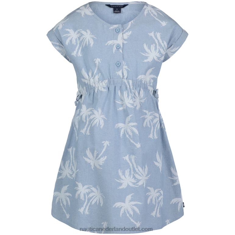 chambray jurk met palmprint voor peutermeisjes (2t-4t) nachtelijke zeeheide Nautica 0828F1383