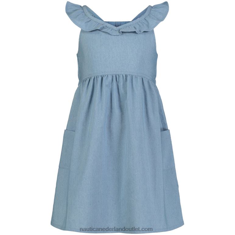 chambray jurk voor kleine meisjes (4-6x) landgoed blauw Nautica 0828F1544