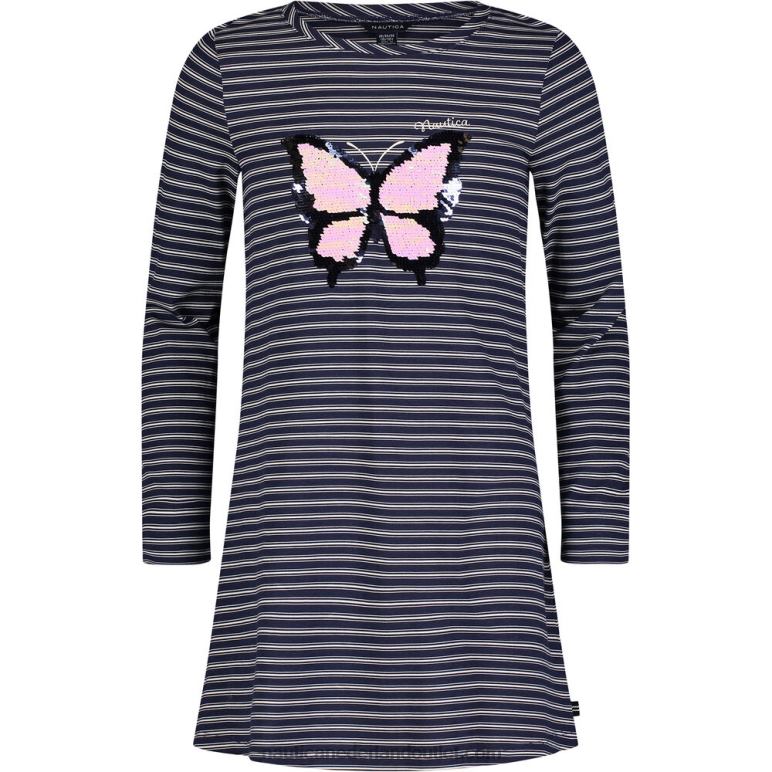 gestreepte vlinderjurk met pailletten voor meisjes (4-6x) marine Nautica 0828F1346