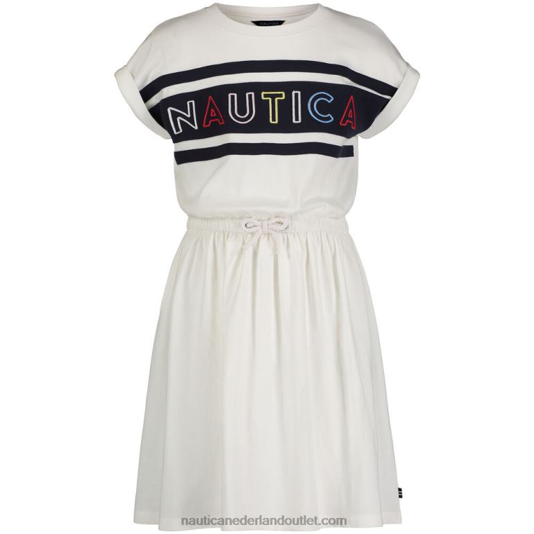 meisjesjurk met billboard-logo (7-16) antieke whitewash Nautica 0828F1459