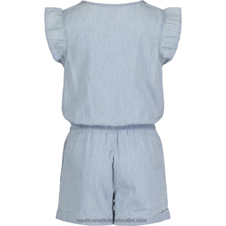 rompertje van lichtgewicht denim met ruches voor peutermeisjes (2t-4t) ijsblauw Nautica 0828F1357