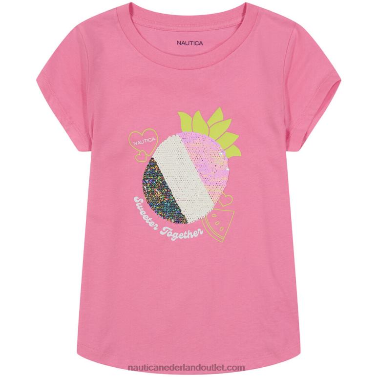 T-shirt met ananas en pailletten voor kleine meisjes (4-6x) vervaagd oranje Nautica 0828F1524