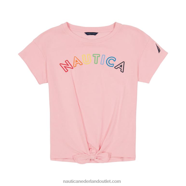 T-shirt met gestrikte voorkant voor kleine meisjes (4-6x) watermeloen Nautica 0828F1517