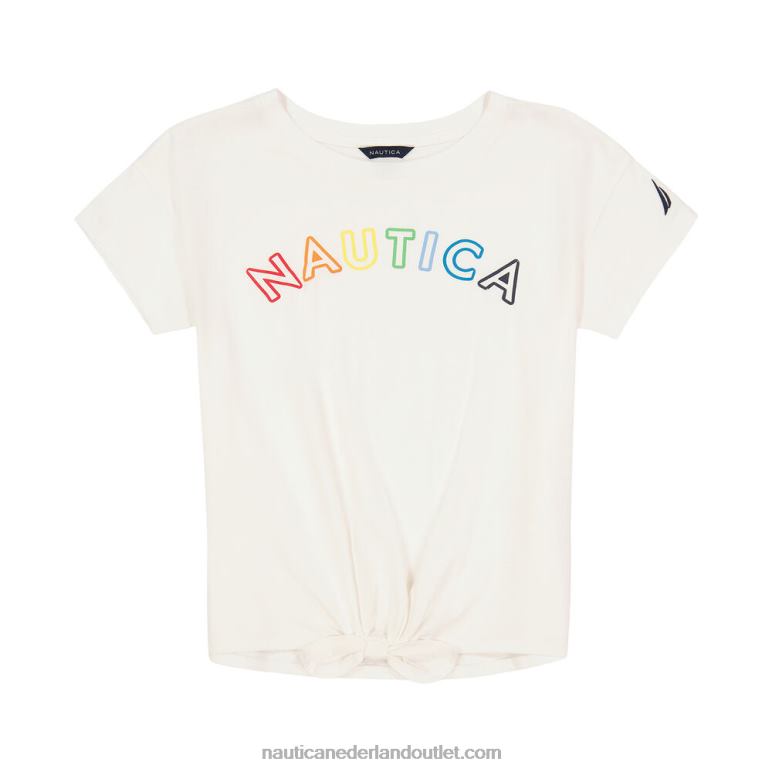 T-shirt met gestrikte voorkant voor peutermeisjes (2t-4t) antieke whitewash Nautica 0828F1536