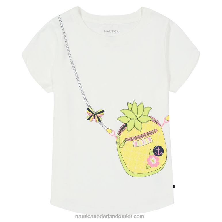 T-shirt met handtas ananas voor meisjes (7-16) antieke whitewash Nautica 0828F1471